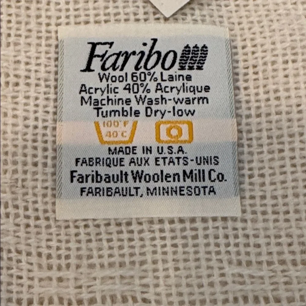 FARIBO Vintage 80s/90s Wool Blend Afghan Throw Blanket *NEW*